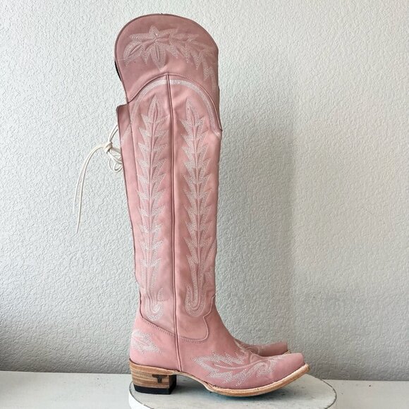 Lane LEXINGTON Over the Knee Womens Cowboy Boots 7 Pink Western Cowgirl Lace up - Picture 2 of 15